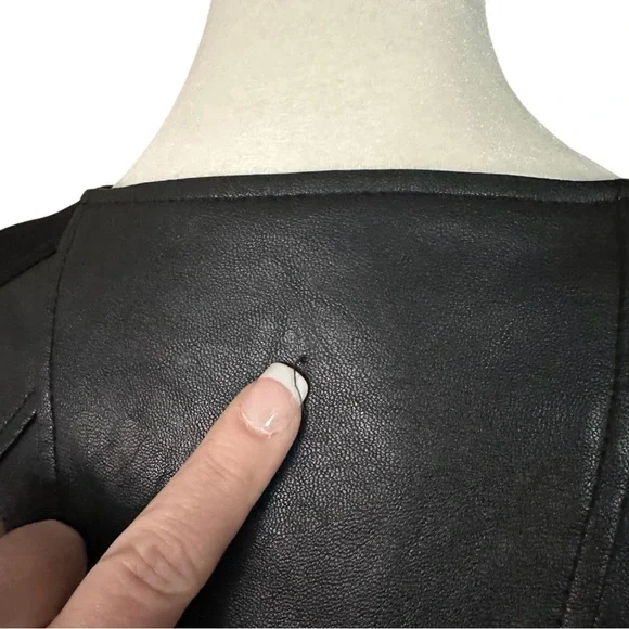Guess Black Faux Leather Waist-Length Jacket Size Medium - Picture 6 of 12